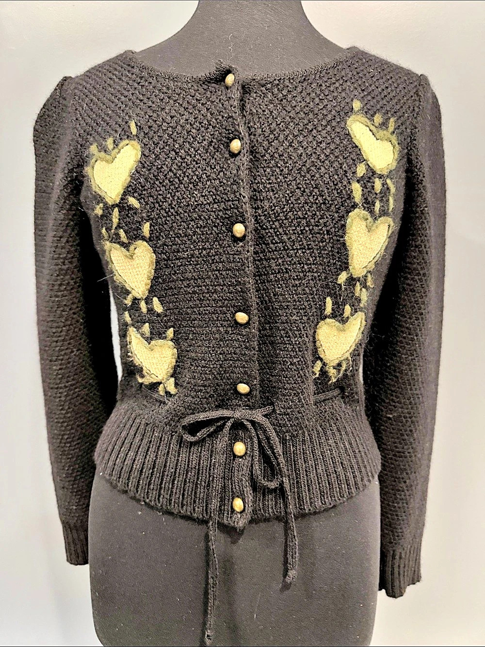 Rouje Embroidered Cardigan in Black & Yellow Size 34 Like New